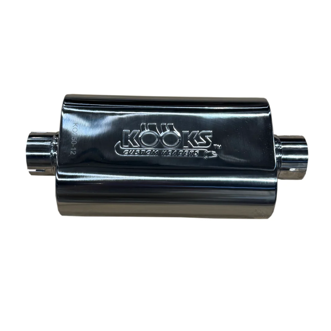 2-1/2" Oval Clamp In Muffler 12" Long Body . Polished Stainless Steel. - Image 3
