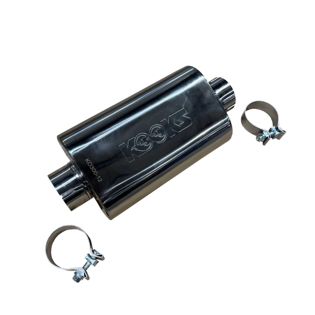 3" Oval Clamp In Center/Center Muffler 12" Long Body . Polished Stainless Steel. - Image 2