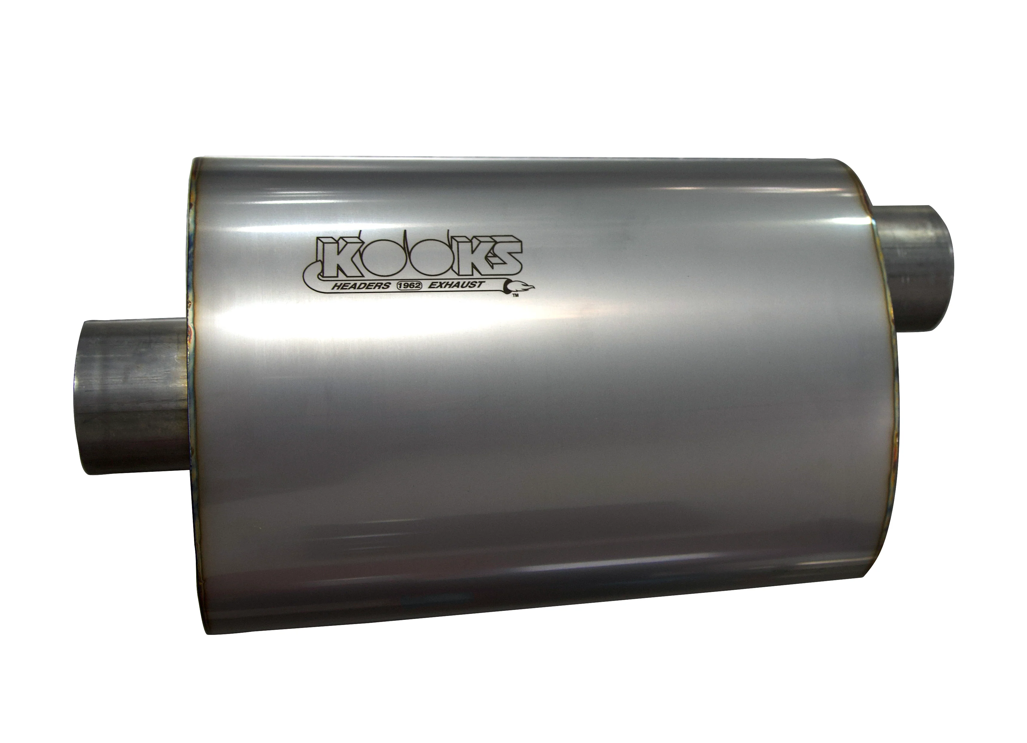 2-1/2" Oval Center/Offset Muffler 12" Long Body. Stainless Steel. - Image 3