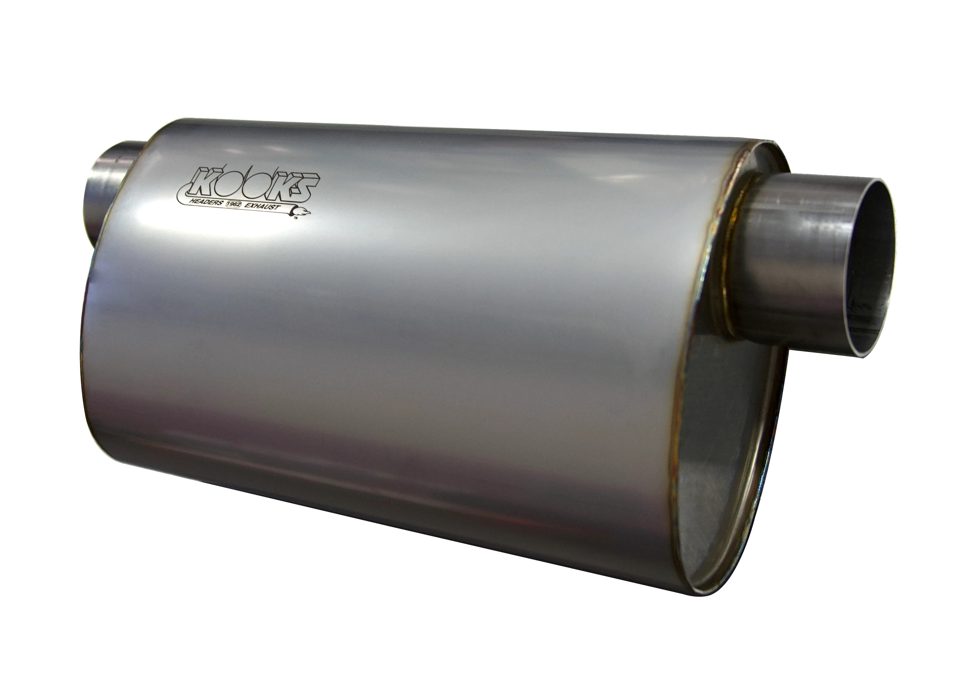 3" Oval Offset/Offset (Same Side) Muffler 14" Long Body. Stainless Steel. - Image 3