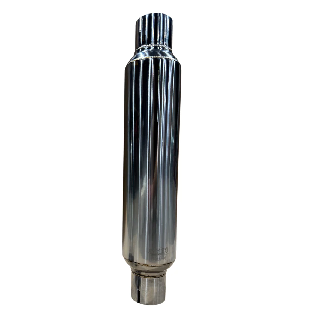 2-1/2" Round Clamp In Muffler 14" Long. Polished Stainless Steel. - Image 3
