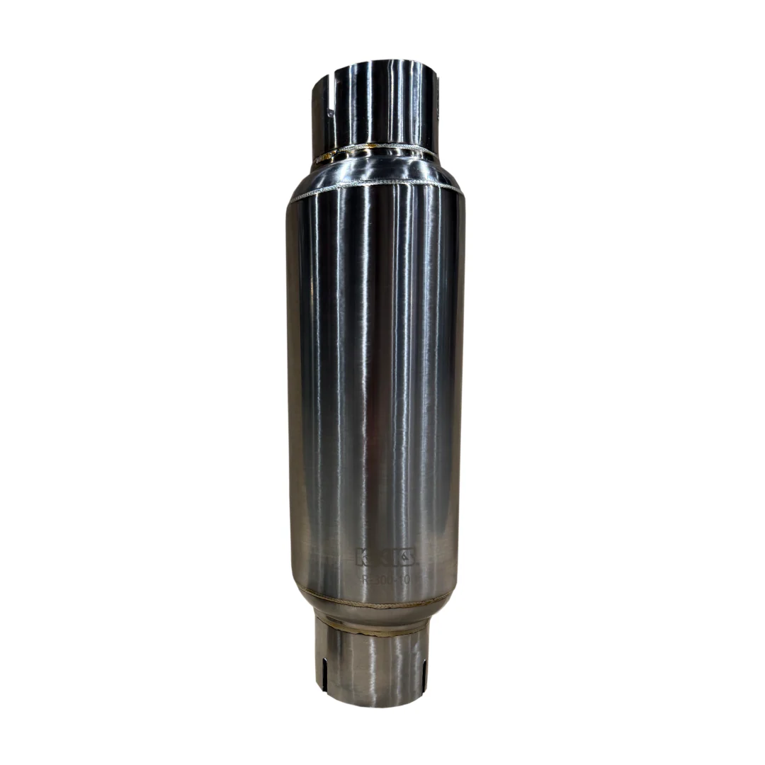 3” Round Clamp In Muffler 10” Long Body. Polished Stainless Steel. - Image 3