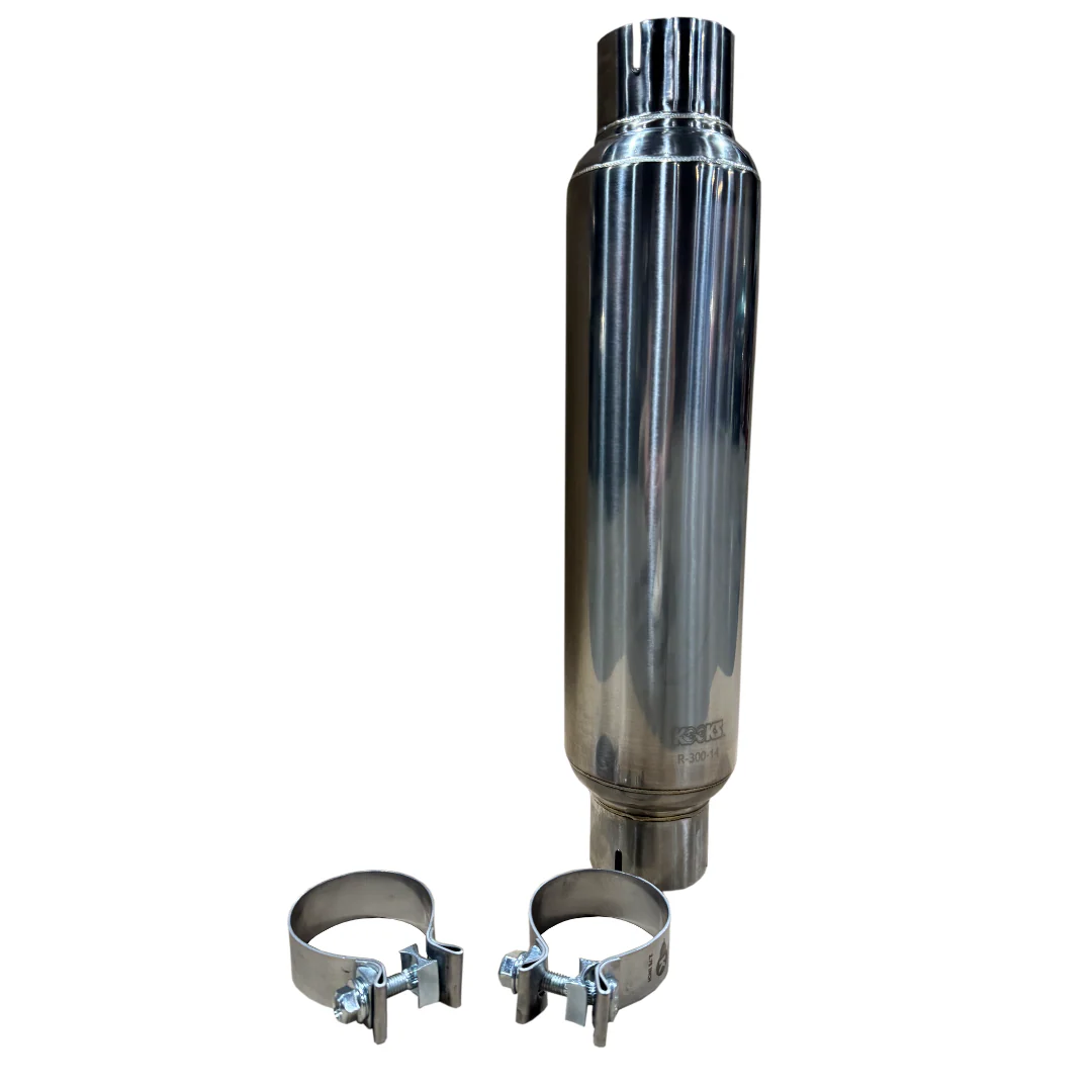 3" Round Clamp In Muffler 14" Long. Polished Stainless Steel. - Image 2