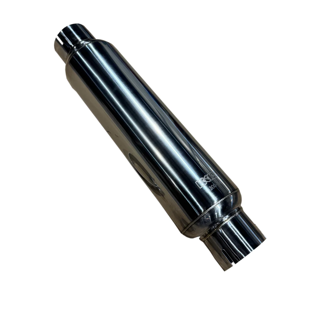 3" Round Clamp In Muffler 14" Long. Polished Stainless Steel. - Image 3
